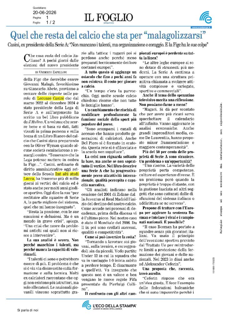 Quel che resta del calcio che sta per “malagolizzarsi”